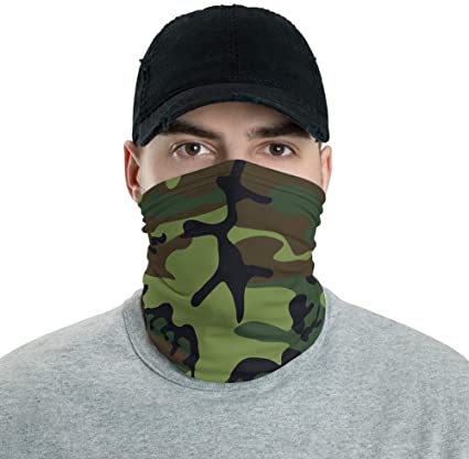 Camo Neck Gaiter For Men & Women- Mens Face Bandana Mask - Ultra Comfortable Face Shield - Camouflage (One Size Fits All)
