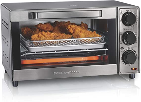 Hamilton Beach Sure-Crisp Air Fryer Countertop Toaster Oven, Fits 9” Pizza, 4 Slice Capacity, Powerful Circulation, Auto Shutoff, Stainless Steel (31403)