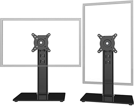 2 Pack Single LCD Computer Monitor Free-Standing Desk Stand Riser for 13 inch to 32 inch Screen with Swivel, Height Adjustable, Rotation, Holds One (1) Screen up to 35kgs