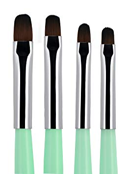 Beaute Galleria 4 Pieces UV Gel PolyGel Nail Brush Set (Size 6, 8, 10, 14) for Acrylic UV Nail Extensions and Nail Tips Builder, Wooden Handle with Nylon Hair Manicure Nail Art Painting Pen
