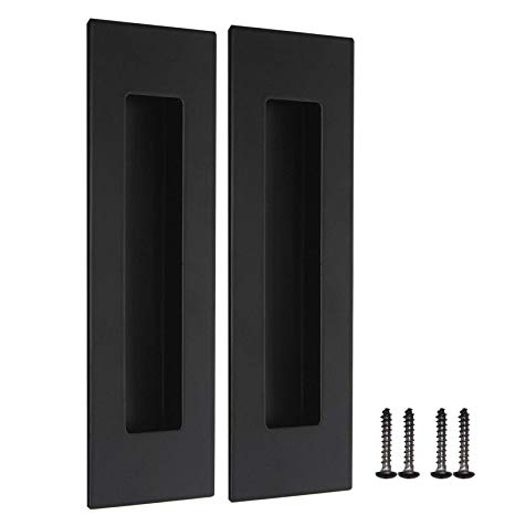 2 Pack Black Recessed Door Pull Stainless Steel Recessed Finger Pulls Rectangular Flush Pocket Door Pull 6” Outer Length 2” Outer Width