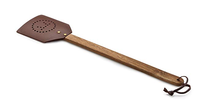 Outset 76616 Acacia and Leather Fly Swatter, 17.5", Wood