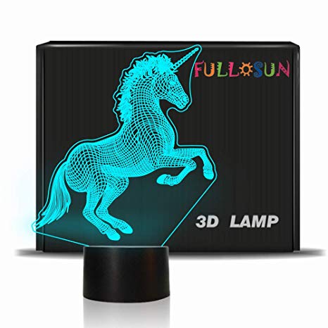 Unicorn 3D Night Light, Decorative LED Bedside Table Lamp for Kids Room Xmas Birthday Gifts for Boys Girls Child