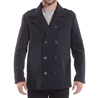 Alpine Swiss Jake Mens Wool Pea Coat Double Breasted Jacket