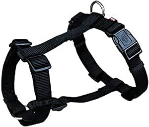 Trixie Premium H-Harness Cinturino completamente regolabile per cani, Nylon, Nero, M-L:52-75 cm/20 mm