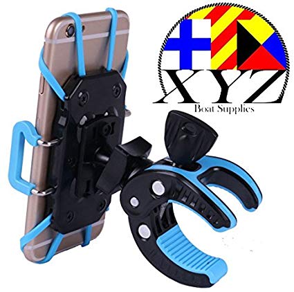 XYZ Boat Supplies Cell Phone Mount/Holder for Motorcycle/Bike Handlebars/Boat, Iphone, Samsung, Smart Phone, (Blue)