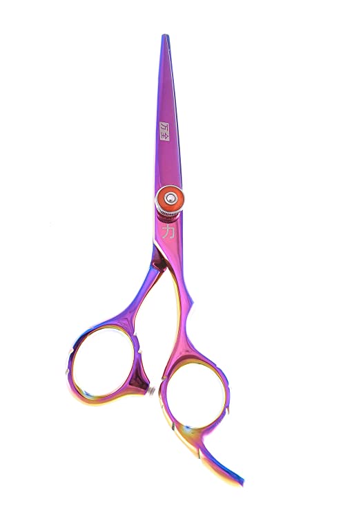 ShearsDirect Purple Titanium Japanese Stainless Styling Shear with Ergonomic Handle, 5.5 Inch, 2.3 Ounce