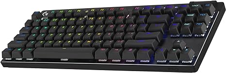 Logitech G PRO X TKL Lightspeed Wireless Gaming Keyboard, Ultra-Portable Tenkeyless Design, LIGHTSYNC RGB, PBT keycaps, Clicky Switches (GX Blue) - Black