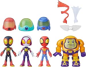 Spidey and his Amazing Friends Marvel Web-Spinners Gear Up for Adventure 4-Pack, 4-Inch Action Figures with 6 Accessories, Super Hero Toys for Kids 3