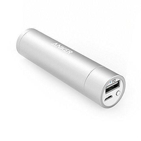 Anker PowerCore  mini (3350mAh Premium Aluminum Portable Charger) Lipstick-Sized External Battery Power Bank for iPhone 6 / 6 Plus, iPad Air 2 / mini 3, Galaxy S6 / S6 Edge and More (Silver)