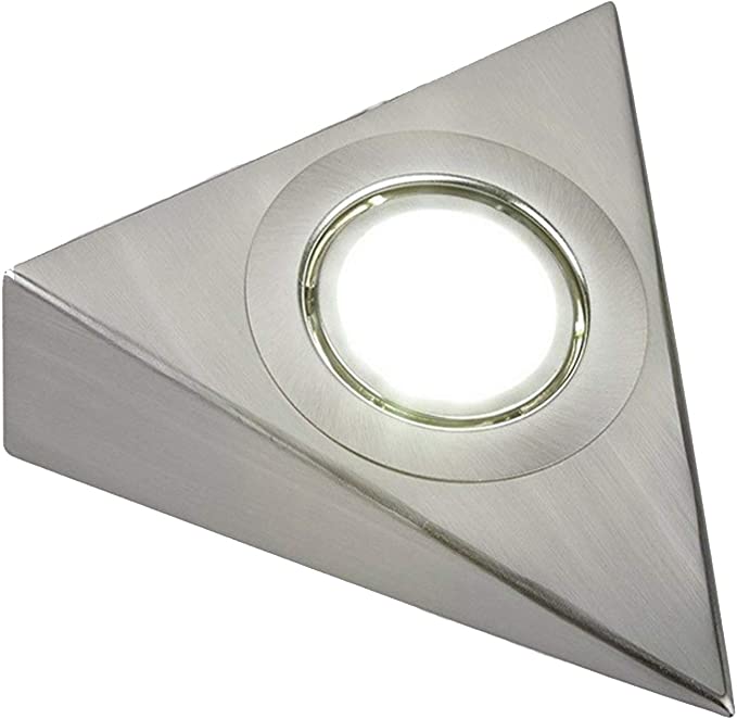 LED ME® Stainless Steel Triangle Under Cabinet LED Cupboard/Cabinet Light/Downlight in a Brushed Chrome Finish (Warm White 3000-3200K)