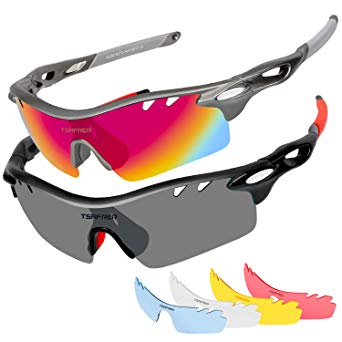 Polarized Sunglasses 2 Pack Sports Sunglasses for Men Women Interchangeable Lens
