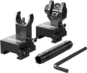 Feyachi Fiber Optic Iron Sights Flip Up Iron Sight, Front and Rear Backup Sights Gun Sights Sight Set for Picatinny Rail