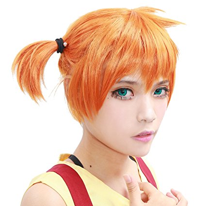 Xcoser Pokemon Misty Wig Anime Misty Cosplay Short Orange Hair Costume Wig