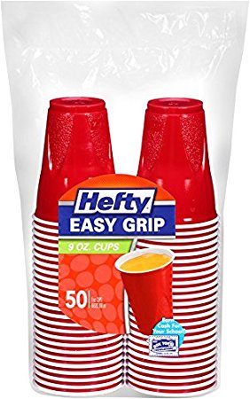 Hefty Easy Grip Plastic Cups (Red, 9 Ounce, 50 Count)