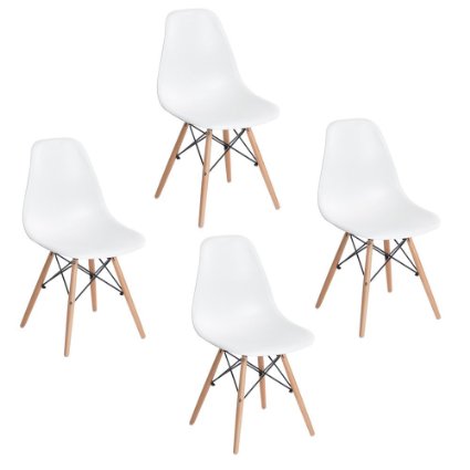 Vecelo Eames Style Side Chair Natural Wood Legs Eiffel Dining Room Chair/lounge Chair, Set of 4