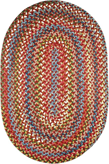 Super Area Rugs Gemstone Made in USA Braided Rug Colorful Kitchen Living Room Carpet, Tawny Port 4' X 6'