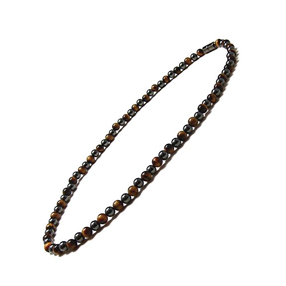 Accents Kingdom Tiger's Eye Bead 3x Power Hematite Magnetic Necklace
