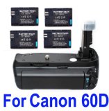 Canon BG-E9 Battery Grip for EOS 60D  4X LP-E6 Battery