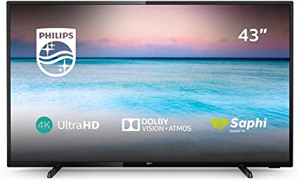 Philips 43PUS6504/12 43-Inch 4K UHD Smart TV with HDR 10 , Dolby Vision, Dolby Atmos, Smart TV - Black (2019/2020 Model)