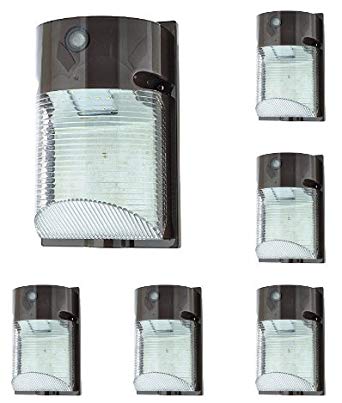 LEDwholesalers 12-Watt LED Wall-Mount Outdoor Light Fixture with Photo Sensor (6-Pack), Daylight 5000K, 3776WHx6