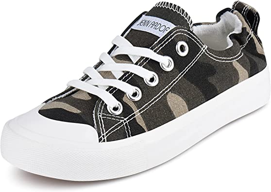 JENN ARDOR Women's Canvas Shoes Casual Sneakers Low Top Lace Up Fashion Comfortable Walking Flats