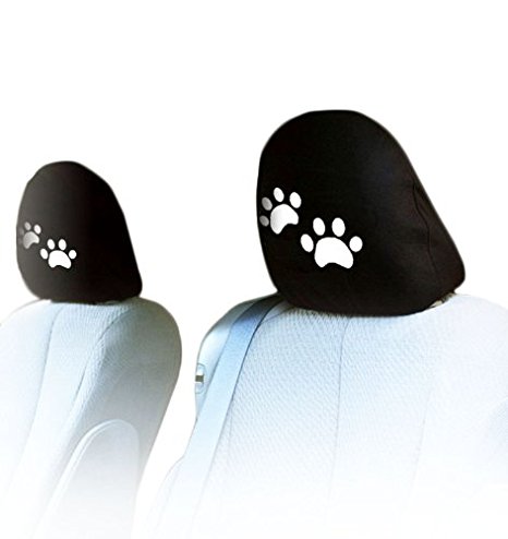 New Interchangeable Car Seat Headrest Covers Universal Fit for Cars Vans Trucks-Sold by a Pairs (Paws)