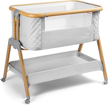 3 in 1 Baby Bassinet with Wheels, Portable Bedside Sleeper for Baby with 7 Adjustable Heights and Foam Mattress, Baby Bedside Crib for Newborns and Infants with Storage Basket, Carry Bag Included