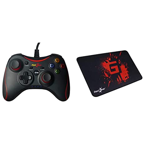 Redgear Pro Series Wired Gamepad Plug and Play Support for All PC Games Supports Windows/8/8.1/10 and MP35 Speed-Type Gaming Mousepad (Black/Red)
