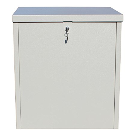 Qualarc PCSDB-LG Parcel Chest Secure Locking Delivery Box Made of Galvanized Steel, Textured Gray, Large