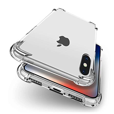 iPhone Xs Max Case, EESHELL Slim Crystal Clear TPU Bumper Cushion Cover with Reinforced Corners, Anti-Scratch Rugged Transparent Back Panel for iPhone X/iPhone Xs Max 6.5 Inch - Crystal Clear