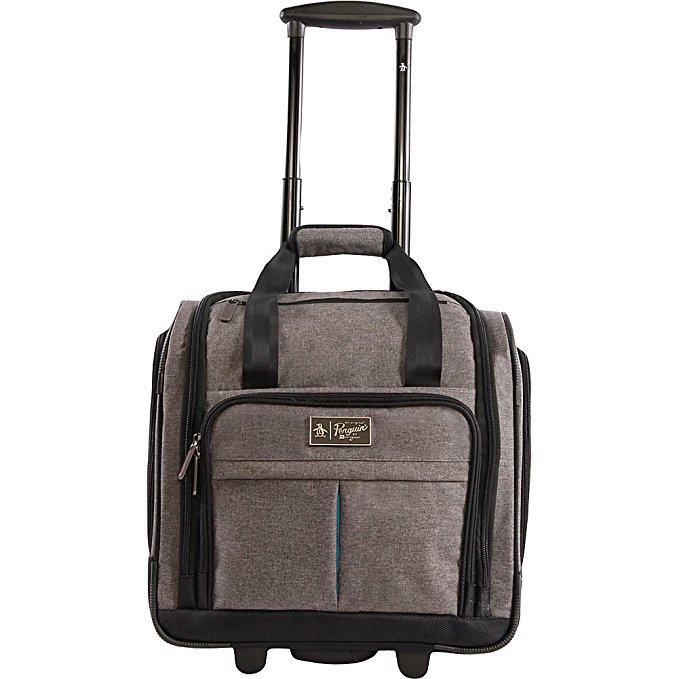 ORIGINAL PENGUIN Men's Ethan Wheeled Under the Seat Carry on Bag, Grey Crosshatch