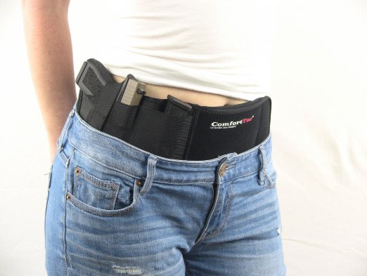 Ultimate Belly Band Holster for Concealed Carry | Black | Fits Gun Smith and Wesson Bodyguard, Glock 19, 17, 42, 43, P238, Ruger LCP, and Similar Sized Guns | For Men and Women