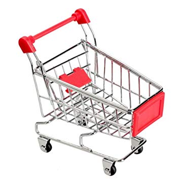 Vktech Mini Shopping Cart Supermarket Handcart Shopping Utility Cart Mode Storage Toy (Red)