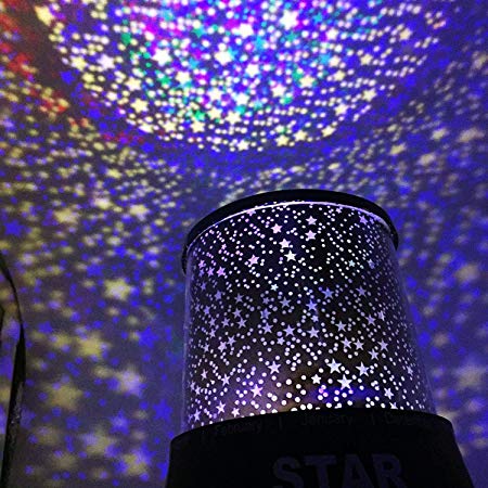 TelDen USB Projector LED Night Light Rotation Star Colorful Light Lamp for Baby Sleep, Bedroom & Kids Room (Black)