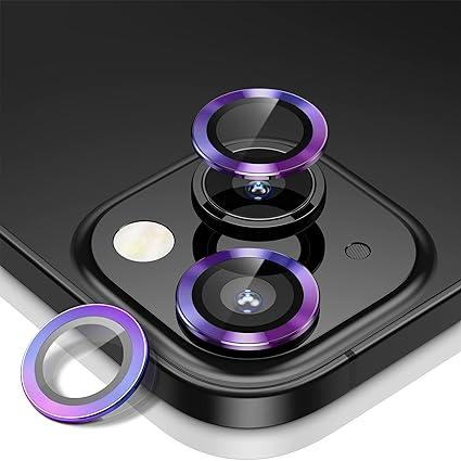 IQShield for iPhone 13 Camera Lens Protector, Anti Scratch HD Tempered Glass Metal Ring Guard, Shockproof Aluminum Alloy Lens Screen Cover - Iridescent