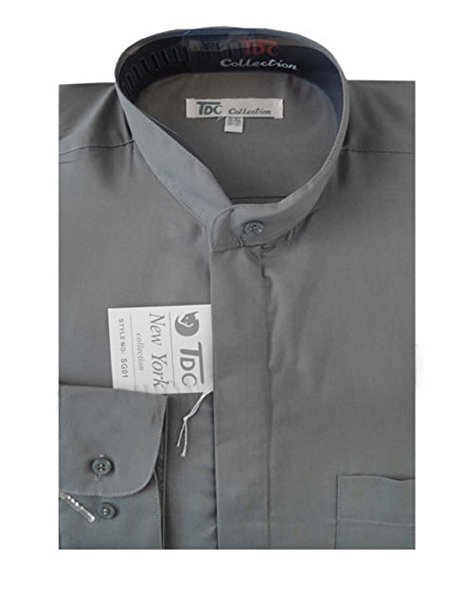 Fortino Landi Men's Cotton Blend Banded Collar Dress Shirt , 10  Colors Available