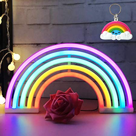 AIZESI Rainbow Neon Light Rainbow Neon Sign Wall Light Battery and USB Operated Neon Light Rainbow