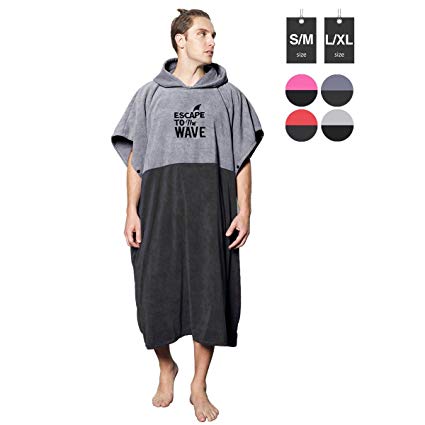 Vulken Extra Large Thick Hooded Beach Towel Changing Robe. Surf Poncho Men and Women for Easy Change in Public. Quick Dry Microfiber Towelling for The Beach, Pool, Lake, Water Park.