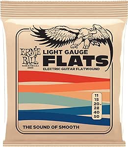 Light Stainless Steel Flatwound Electric Guitar Strings - 11-50 Gauge