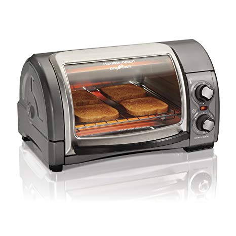 Hamilton Beach 31344D Easy Reach with Roll-Top Door Toaster Oven, 4-Slice, Silver