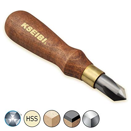 KSEIBI Precision hand countersink & debarring tool with beautiful curly beech-wood handle and solid brass ferrules Hand Reamer.