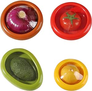 Avocado Saver, Vegetable and Fruit Storage Containers, Reusable Food Saver, 4 Pcs Fruit Vegetable Shaped Savers, Avocado Keeper Onion Storage Containers, Storage Box for Food Fresh Keeping