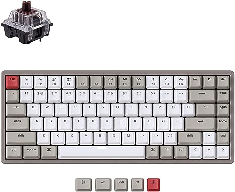 Keychron K2 75% Layout Bluetooth Wireless Mechanical Keyboard with Double-Shot Retro Keycaps/Type-C Wired/Keychron Mechanical Brown Switch/Aluminum Frame 84 Keys Computer Keyboard for Mac Windows