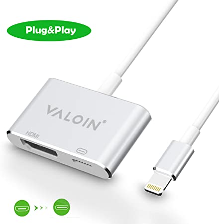 [Apple MFi Certified] Lightning to HDMI Adapter, Valoinus 1080P Digital AV Adapter Sync Screen Connector with Charging Port for iPhone 11/11 Pro/XS/XR/X/8 7, iPad on HD TV/Monitor/Projector