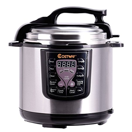 Costway Electric Pressure Cooker 6-Quart 8-in-1 Multi-Use Programmable Pressure Cooker Stainless Steel