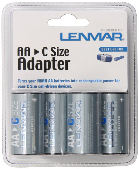 "C" Size Battery Shell Adapter for AA Batteries By Lenmar
