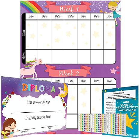Potty Training Chart - Reward Sticker Chart - Girls Theme - Marks Behavior Progress – Motivational Toilet Training for Toddlers and Children – Great for Boys and for Girls
