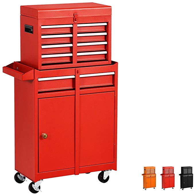 5-Drawer Rolling Tool Chest with Wheels and Drawers,Tool Storage Cabinet,Detachable Organizer Tool Box Combo,Mobile Lockable Toolbox for Workshop Mechanics Garage