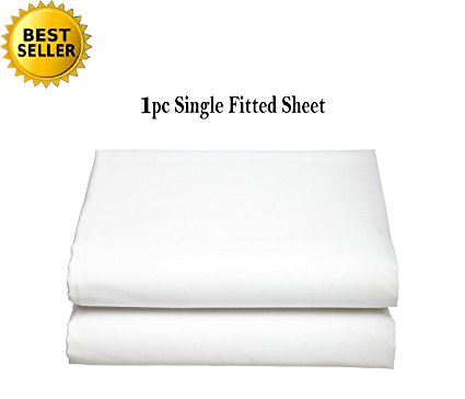 Elegant Comfort® Luxury Ultra Soft Single Fitted Sheet High Quality Special Treatment Construction Deep Pocket up to 16" - Queen, White
